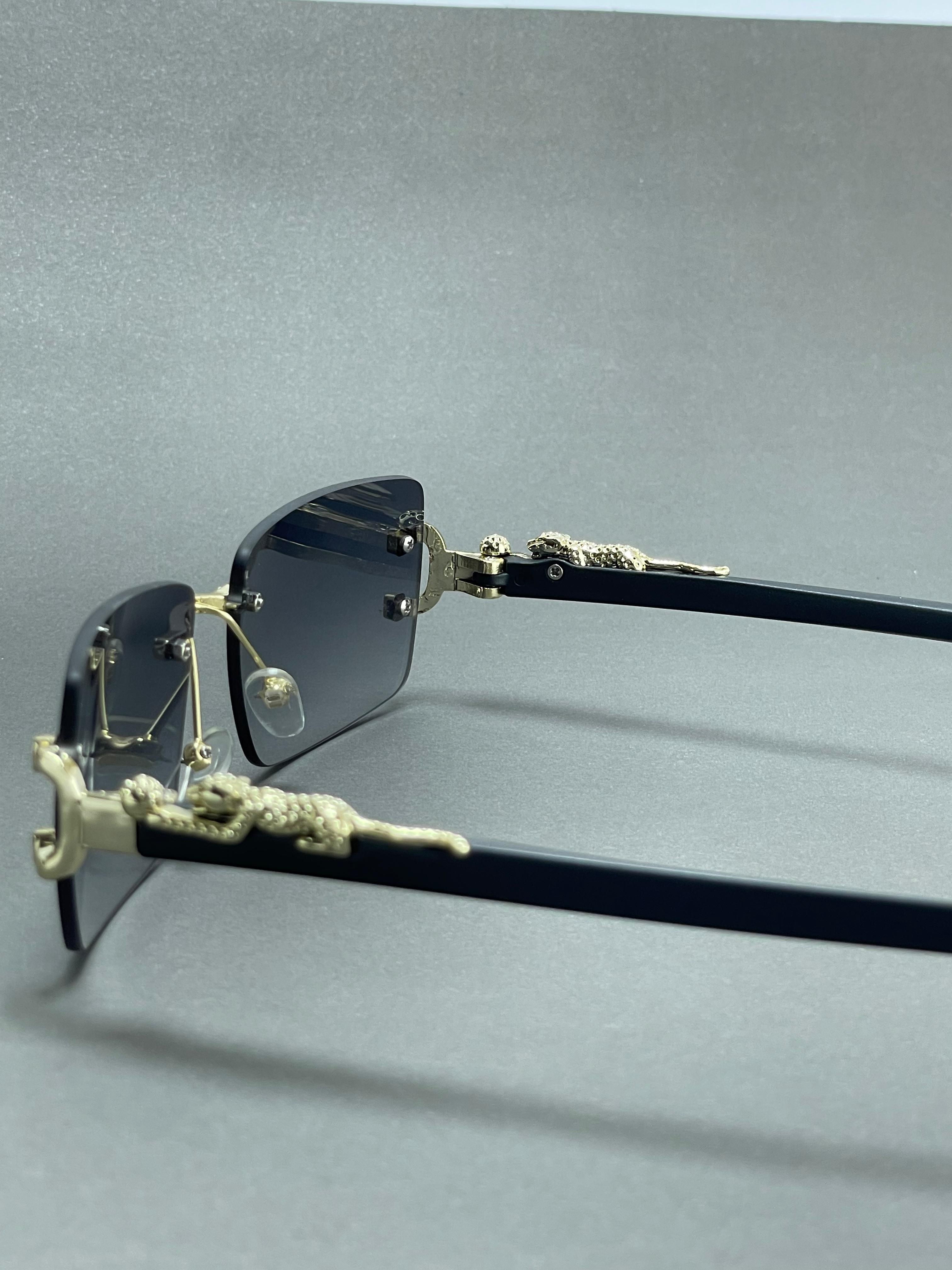 Leopard sides rimless fashion sunglasses