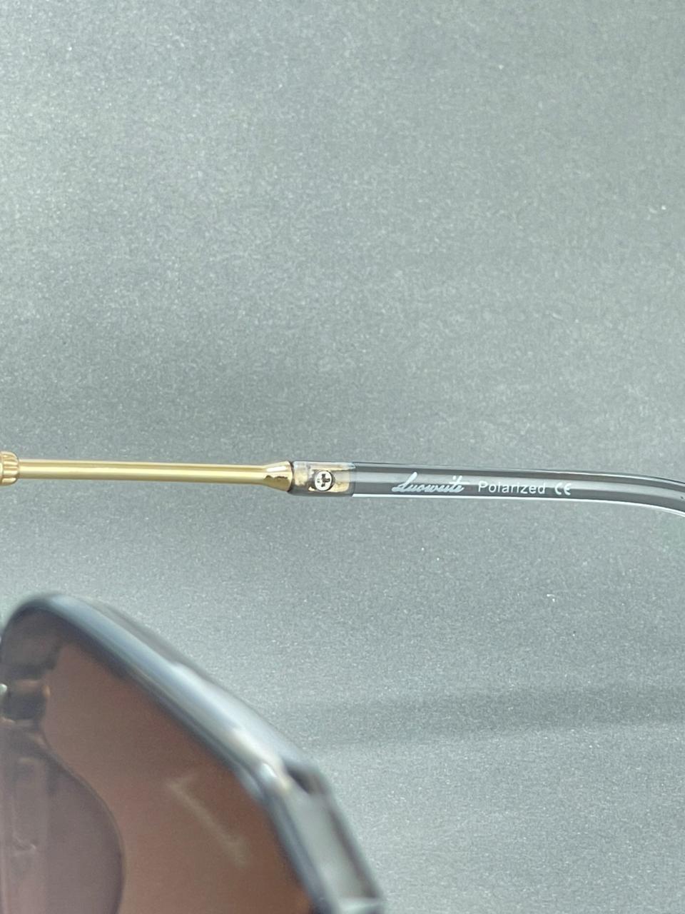 Brown/Grey Translucent Polarized Sunglasses with Gold Accents – UV Protection