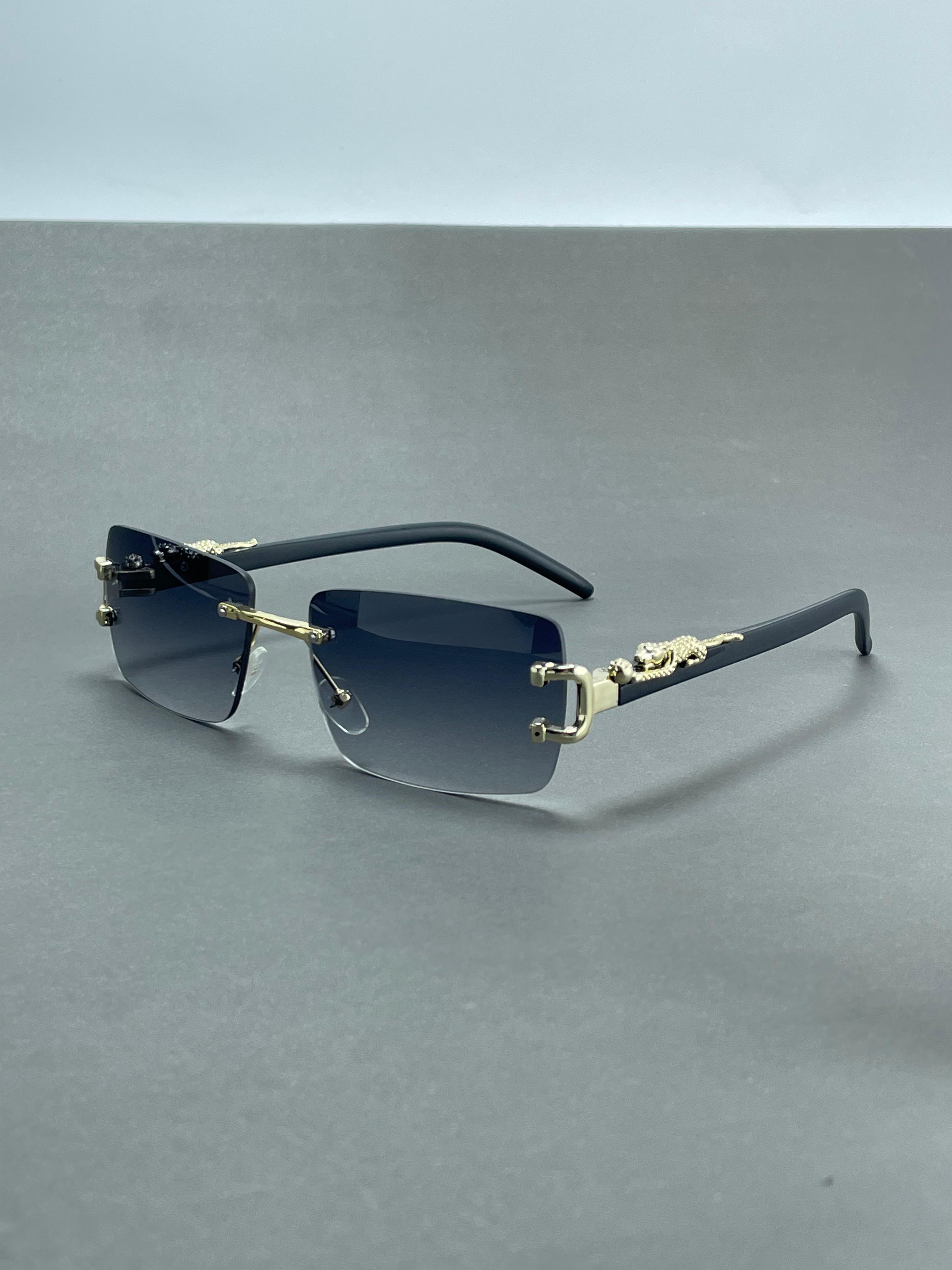Leopard sides rimless fashion sunglasses