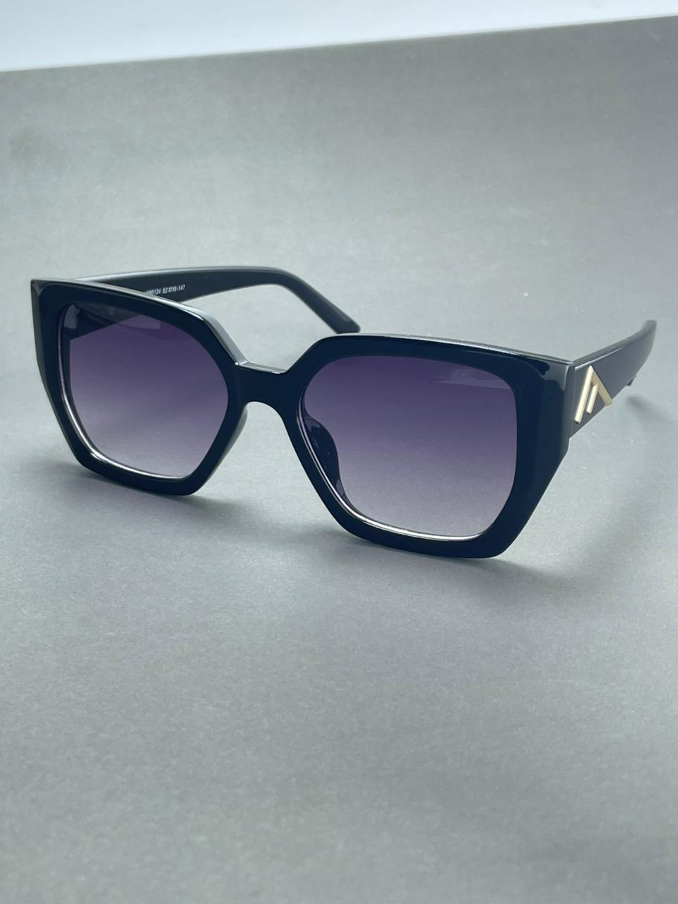 Women's geometrical square sunglasses, Crafted premium black acetate with purplesh black gradient colour protected 400 UV rays