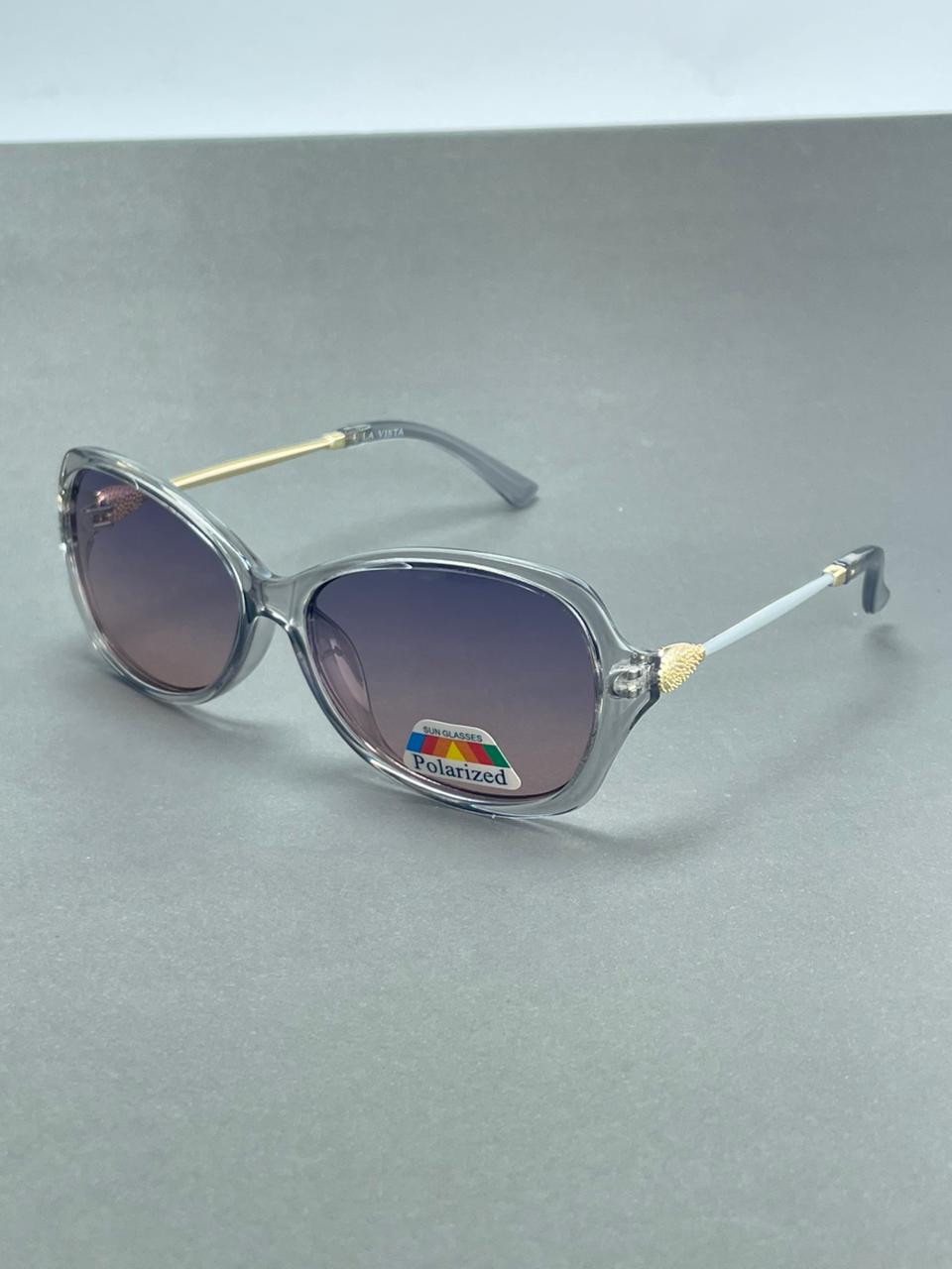 Vintage Fish-Shaped Polarized Sunglasses – Translucent Grey Frame with Gold & White Accents, UV400 Protection
