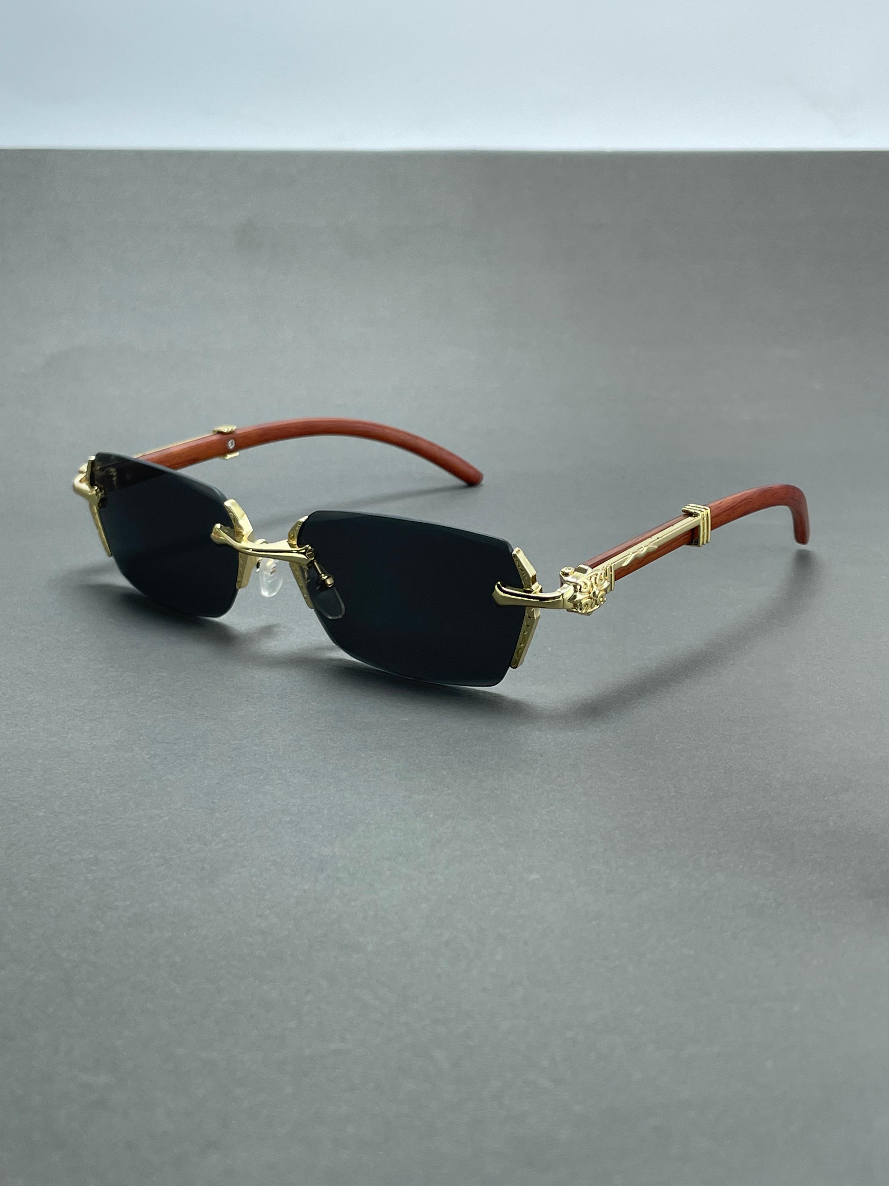 Vintage Semi rimless woody sunglasses