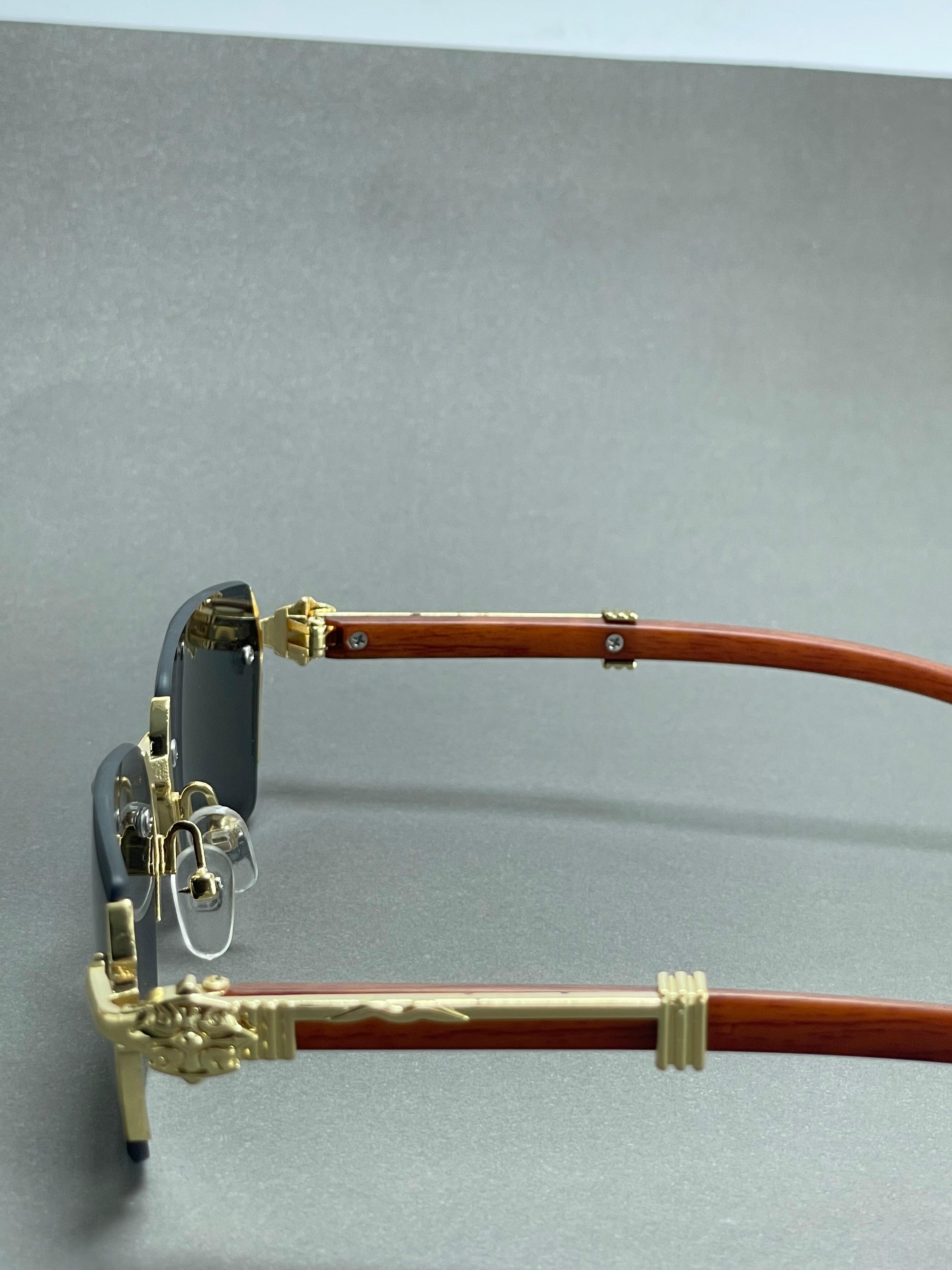 Vintage Semi rimless woody sunglasses